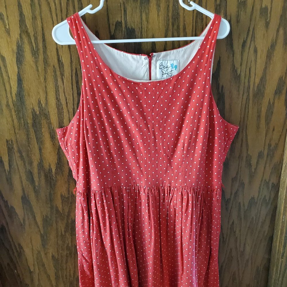 Modcloth x Bea & Dot Red Cotton Micro Polka Dot Dress